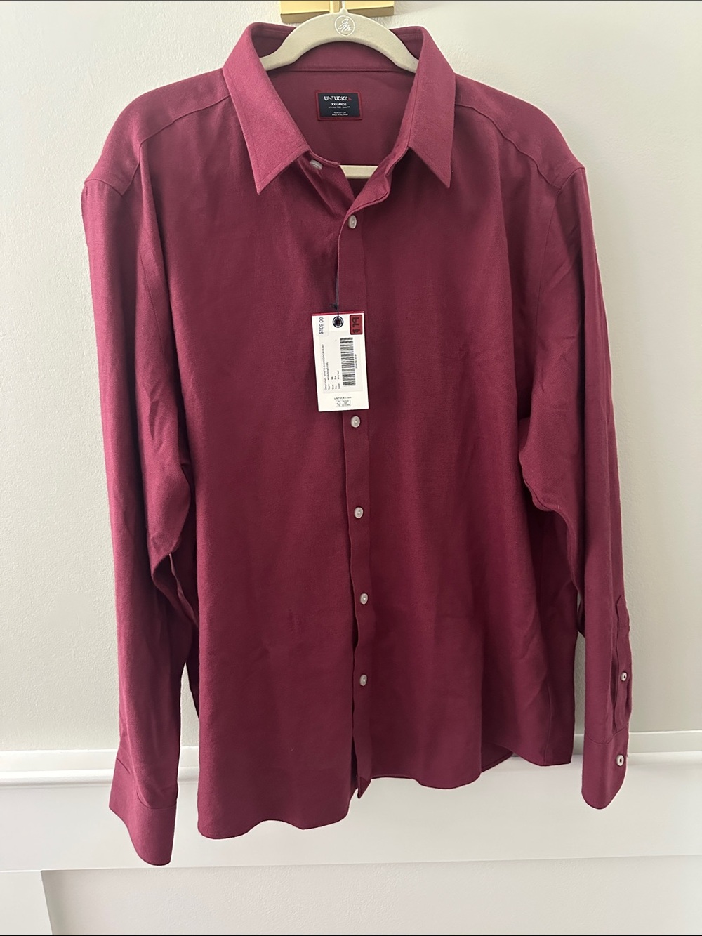 NWT - UNTUCKit Long-Sleeve Button-Up Shirt in Maroon